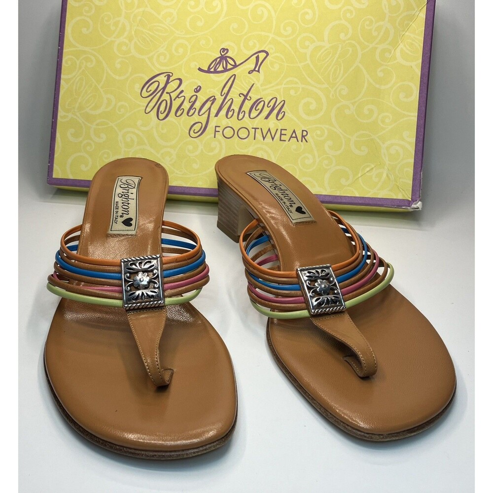 Brighton Kendal Orchard Women’s Sandals Tan  Sz 7 Made In Italy W/Box
